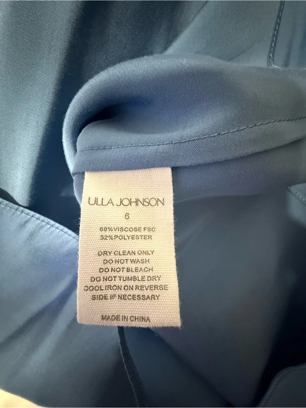 Ulla Johnson Dusty Blue Silk Puff-Sleeve Blouse